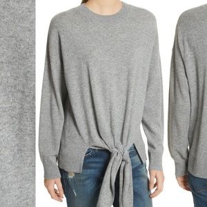 Frame Grey Front Knot Wool and Cashmere Sweater